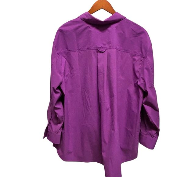 Athleta Jazzy Purple Button Down Shirt With Zipper Pocket  Women’s Size XL - Picture 5 of 14